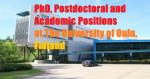 The University of Oulu in Finland invites application for vacant (17) PhD, Postdoc and Faculty Positions