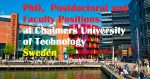 Chalmers University of Technology in Sweden invites application for vacant (62) Academic, PhD and Postdoc Scholarships